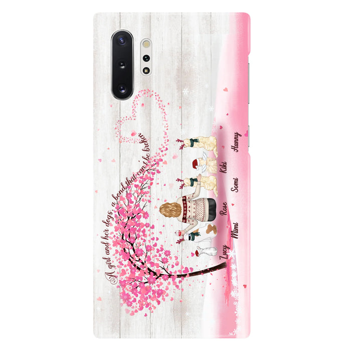 Personalized Dog Mom/Dad Phone Case - Mom/Dad With Up To 5 Dogs - Gift Idea For Dog Lovers - A Girl And Her Dogs, A Bond That Can't Be Broken - Case For iPhone/Samsung