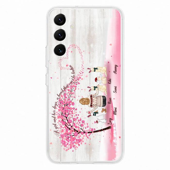 Personalized Dog Mom/Dad Phone Case - Mom/Dad With Up To 5 Dogs - Gift Idea For Dog Lovers - A Girl And Her Dogs, A Bond That Can't Be Broken - Case For iPhone/Samsung
