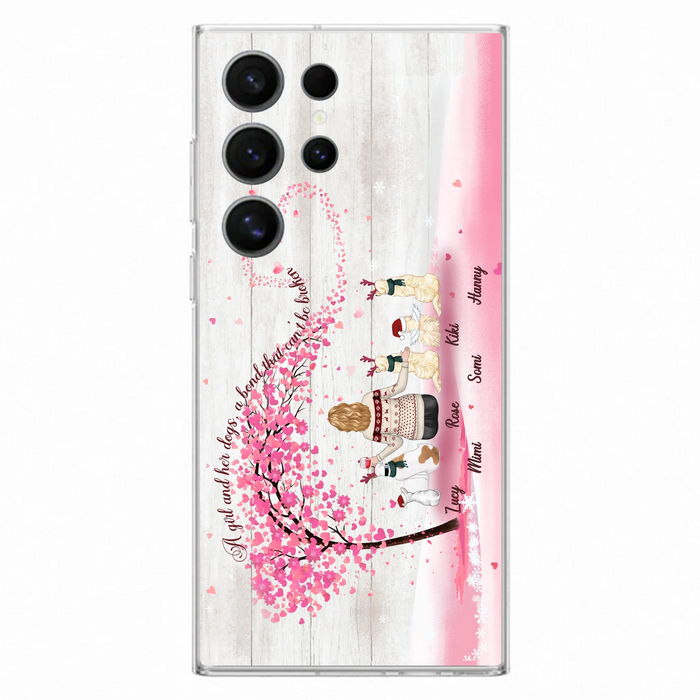Personalized Dog Mom/Dad Phone Case - Mom/Dad With Up To 5 Dogs - Gift Idea For Dog Lovers - A Girl And Her Dogs, A Bond That Can't Be Broken - Case For iPhone/Samsung