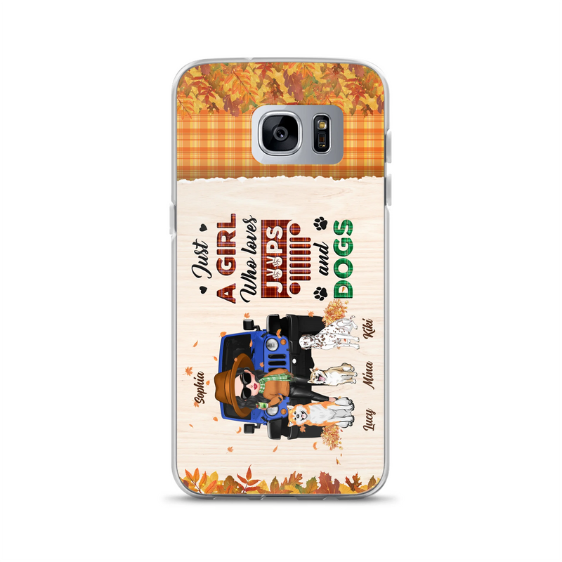 Personalized Off-road Autumn Girl Phone Case - Gift Idea For Girl/Dog Lovers - Up to 3 Dogs - Case For iPhone/Samsung