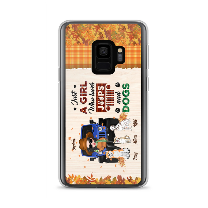 Personalized Off-road Autumn Girl Phone Case - Gift Idea For Girl/Dog Lovers - Up to 3 Dogs - Case For iPhone/Samsung
