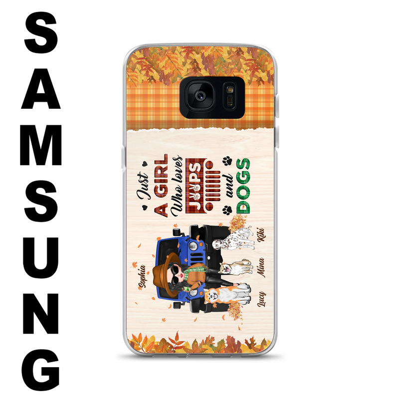 Personalized Off-road Autumn Girl Phone Case - Gift Idea For Girl/Dog Lovers - Up to 3 Dogs - Case For iPhone/Samsung