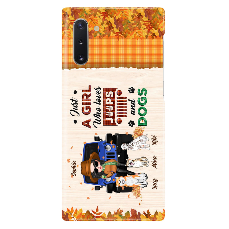 Personalized Off-road Autumn Girl Phone Case - Gift Idea For Girl/Dog Lovers - Up to 3 Dogs - Case For iPhone/Samsung