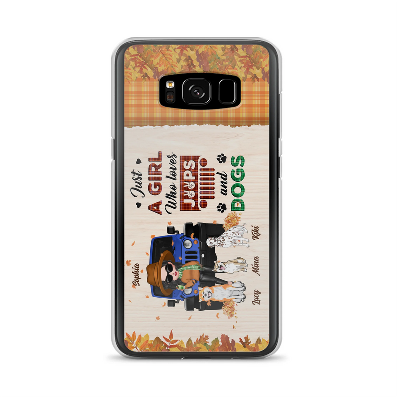 Personalized Off-road Autumn Girl Phone Case - Gift Idea For Girl/Dog Lovers - Up to 3 Dogs - Case For iPhone/Samsung