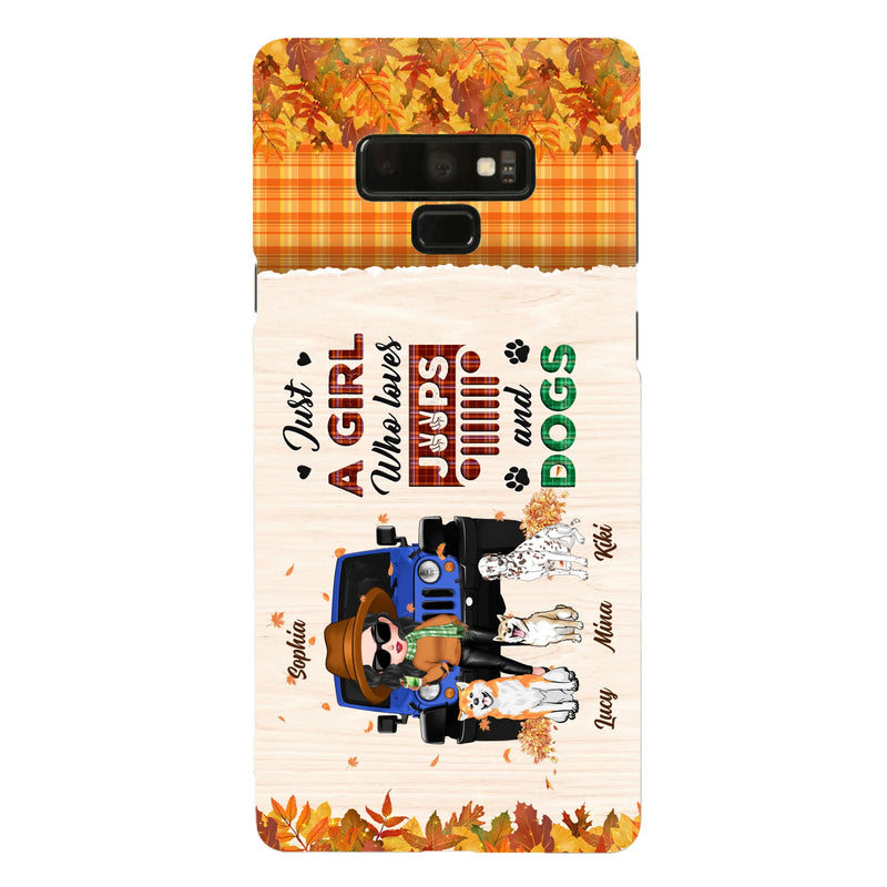 Personalized Off-road Autumn Girl Phone Case - Gift Idea For Girl/Dog Lovers - Up to 3 Dogs - Case For iPhone/Samsung