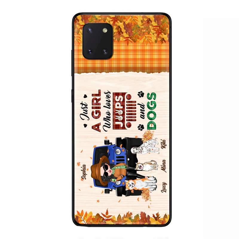 Personalized Off-road Autumn Girl Phone Case - Gift Idea For Girl/Dog Lovers - Up to 3 Dogs - Case For iPhone/Samsung