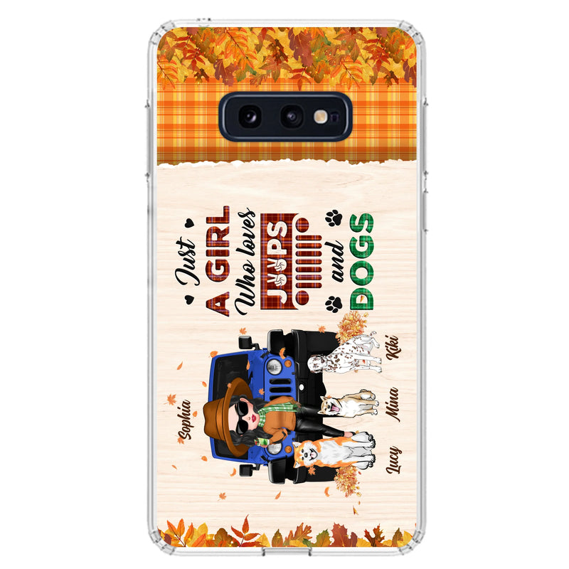 Personalized Off-road Autumn Girl Phone Case - Gift Idea For Girl/Dog Lovers - Up to 3 Dogs - Case For iPhone/Samsung