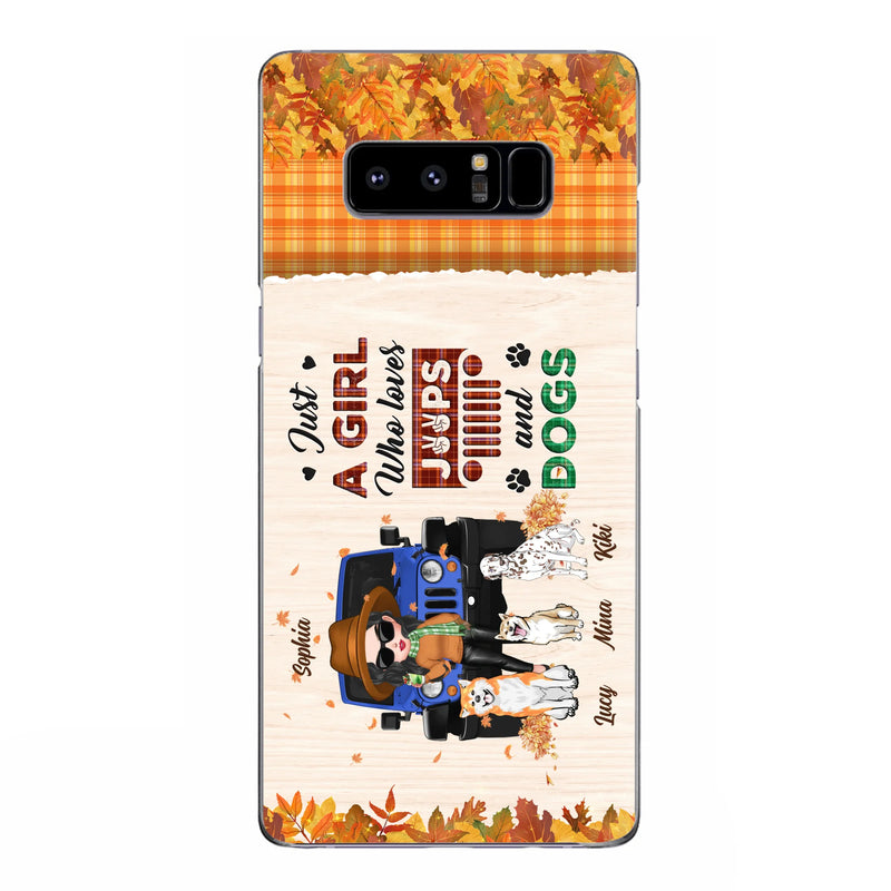 Personalized Off-road Autumn Girl Phone Case - Gift Idea For Girl/Dog Lovers - Up to 3 Dogs - Case For iPhone/Samsung