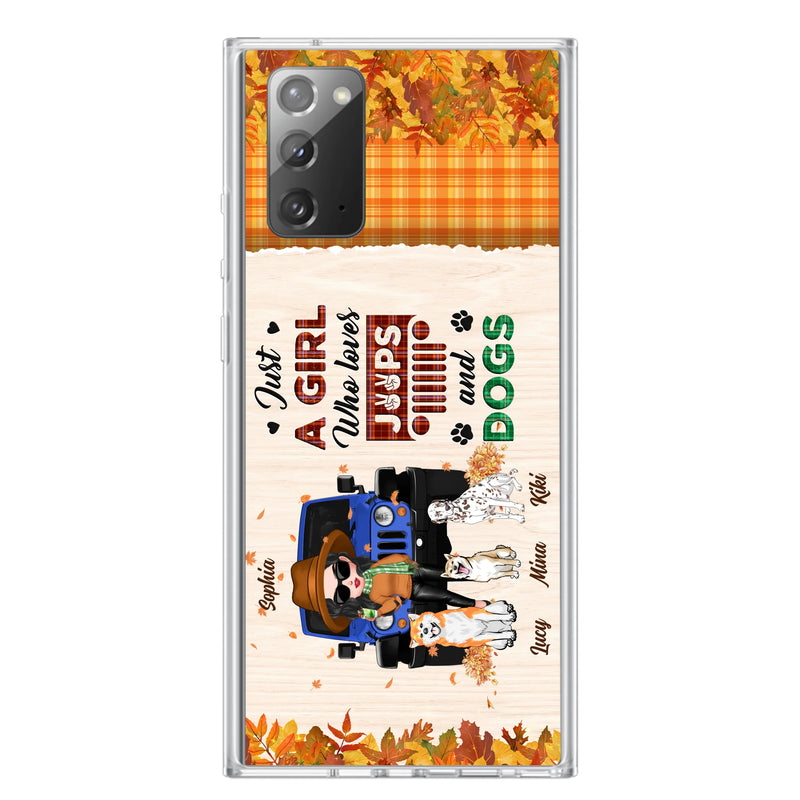 Personalized Off-road Autumn Girl Phone Case - Gift Idea For Girl/Dog Lovers - Up to 3 Dogs - Case For iPhone/Samsung