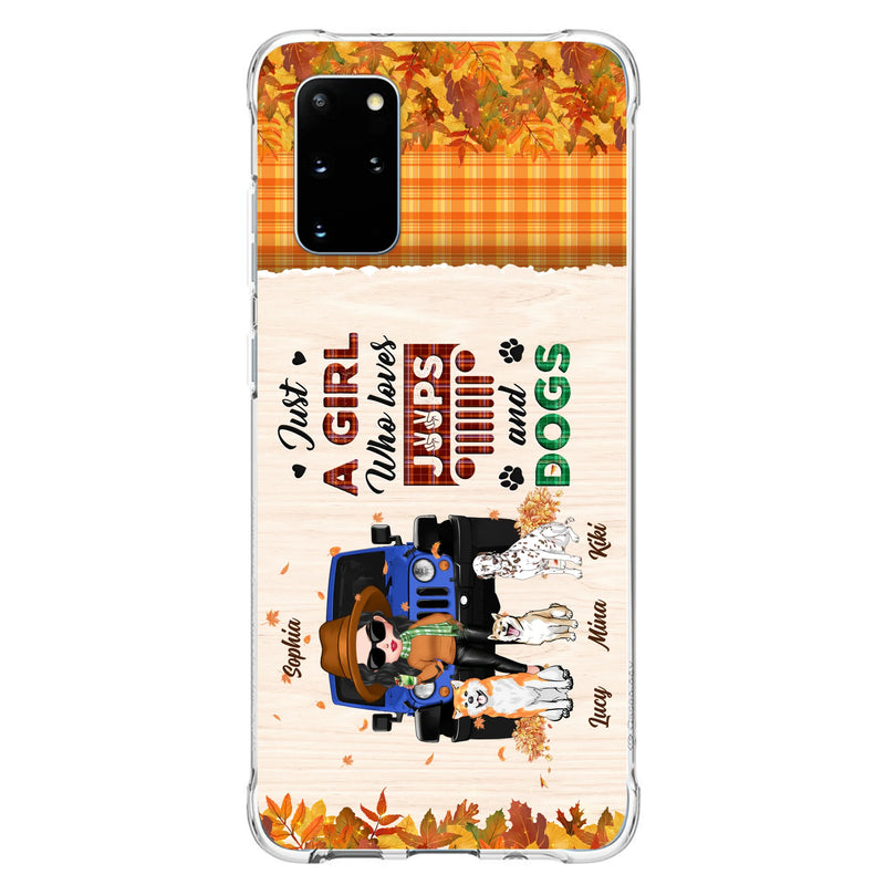 Personalized Off-road Autumn Girl Phone Case - Gift Idea For Girl/Dog Lovers - Up to 3 Dogs - Case For iPhone/Samsung