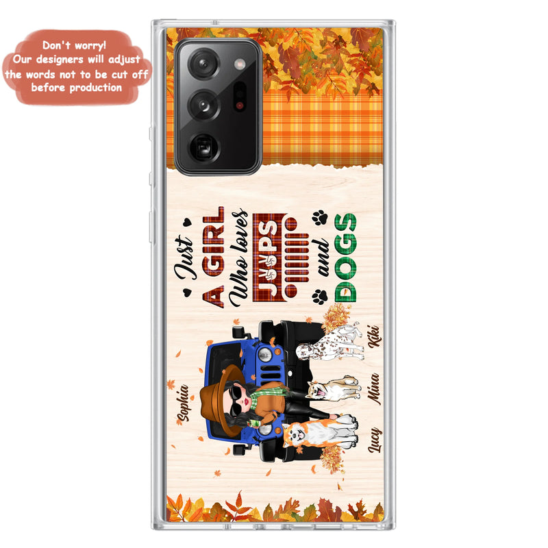 Personalized Off-road Autumn Girl Phone Case - Gift Idea For Girl/Dog Lovers - Up to 3 Dogs - Case For iPhone/Samsung
