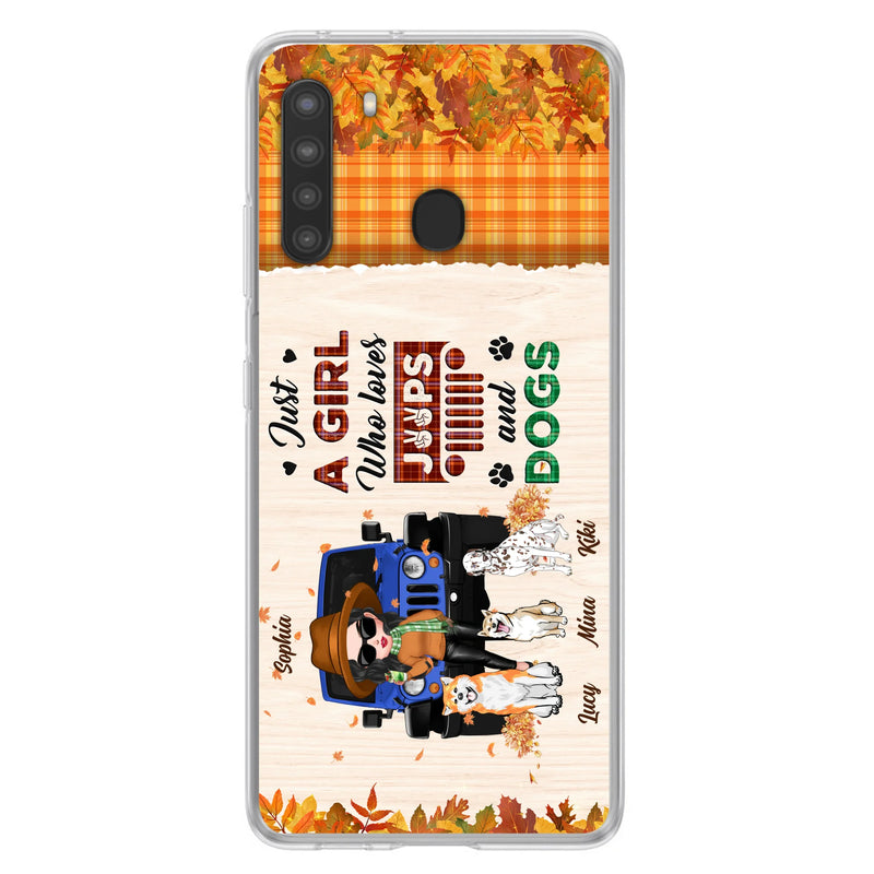 Personalized Off-road Autumn Girl Phone Case - Gift Idea For Girl/Dog Lovers - Up to 3 Dogs - Case For iPhone/Samsung