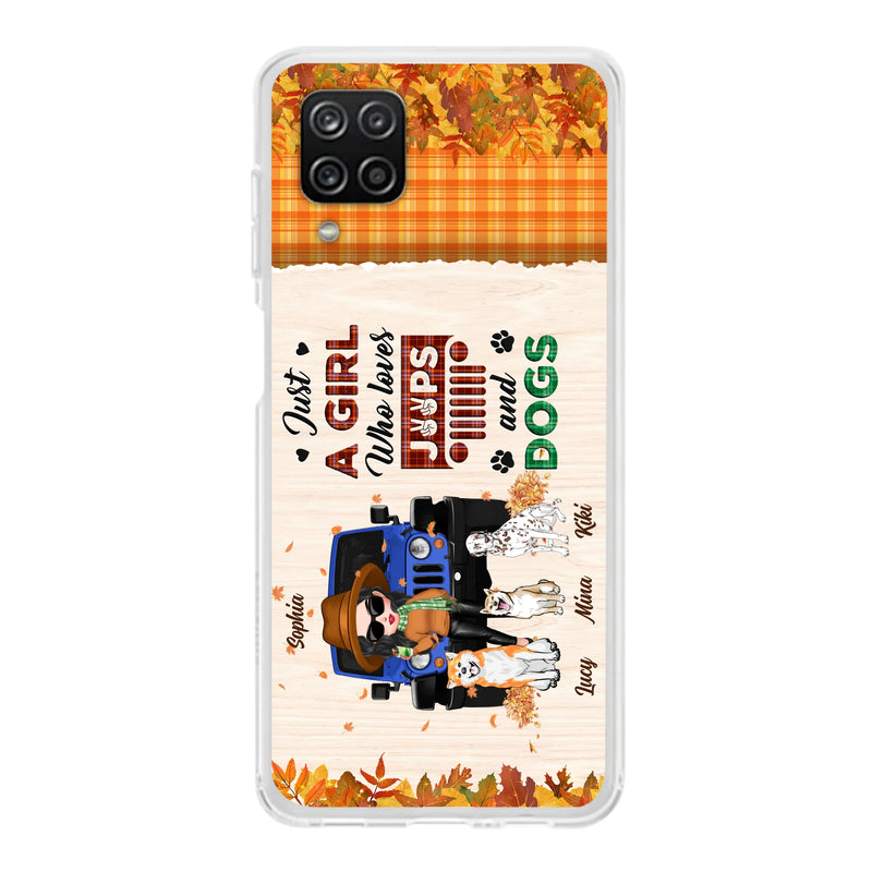Personalized Off-road Autumn Girl Phone Case - Gift Idea For Girl/Dog Lovers - Up to 3 Dogs - Case For iPhone/Samsung