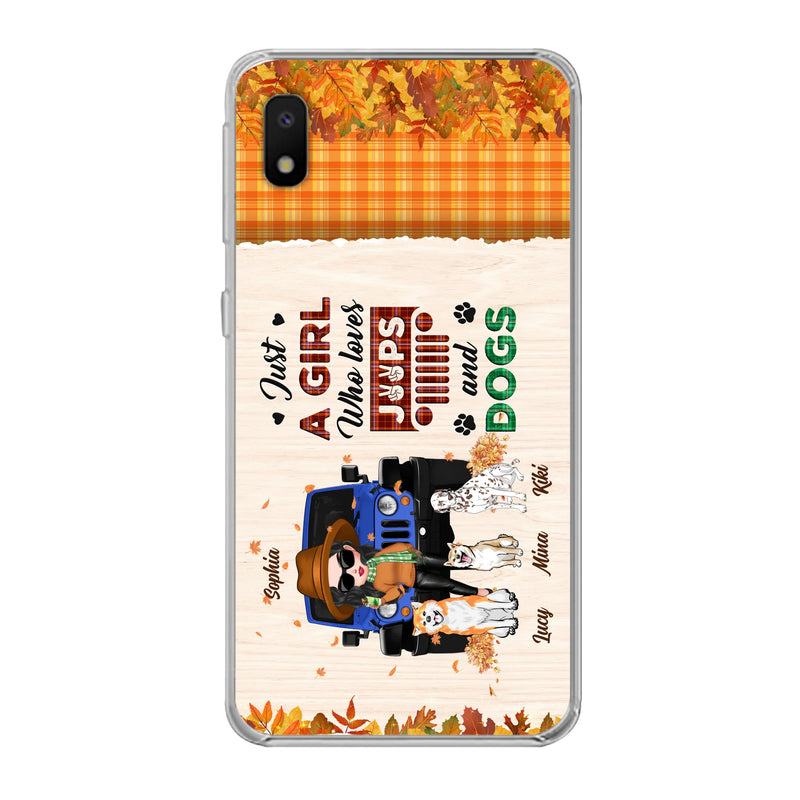Personalized Off-road Autumn Girl Phone Case - Gift Idea For Girl/Dog Lovers - Up to 3 Dogs - Case For iPhone/Samsung