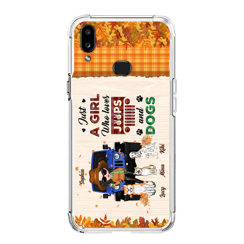 Personalized Off-road Autumn Girl Phone Case - Gift Idea For Girl/Dog Lovers - Up to 3 Dogs - Case For iPhone/Samsung