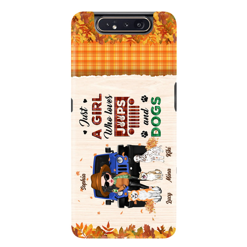 Personalized Off-road Autumn Girl Phone Case - Gift Idea For Girl/Dog Lovers - Up to 3 Dogs - Case For iPhone/Samsung