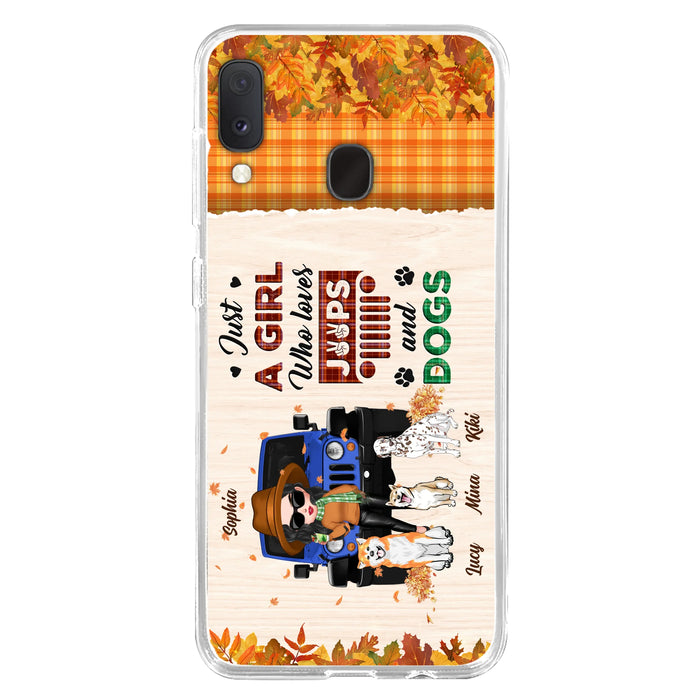 Personalized Off-road Autumn Girl Phone Case - Gift Idea For Girl/Dog Lovers - Up to 3 Dogs - Case For iPhone/Samsung