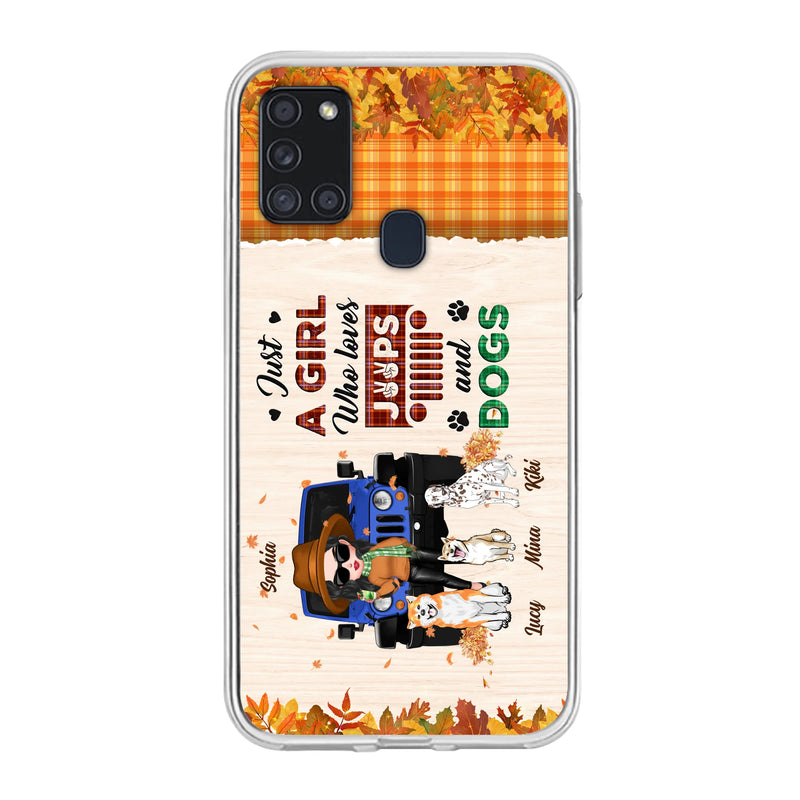 Personalized Off-road Autumn Girl Phone Case - Gift Idea For Girl/Dog Lovers - Up to 3 Dogs - Case For iPhone/Samsung