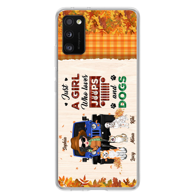 Personalized Off-road Autumn Girl Phone Case - Gift Idea For Girl/Dog Lovers - Up to 3 Dogs - Case For iPhone/Samsung