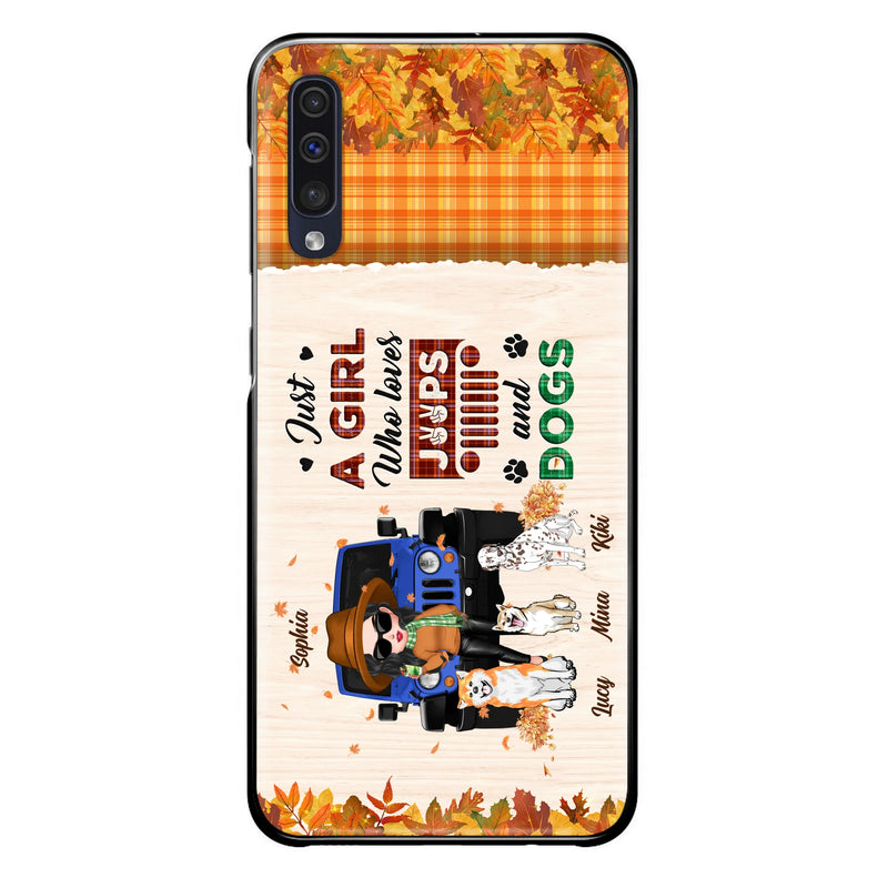 Personalized Off-road Autumn Girl Phone Case - Gift Idea For Girl/Dog Lovers - Up to 3 Dogs - Case For iPhone/Samsung