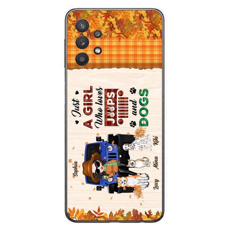 Personalized Off-road Autumn Girl Phone Case - Gift Idea For Girl/Dog Lovers - Up to 3 Dogs - Case For iPhone/Samsung