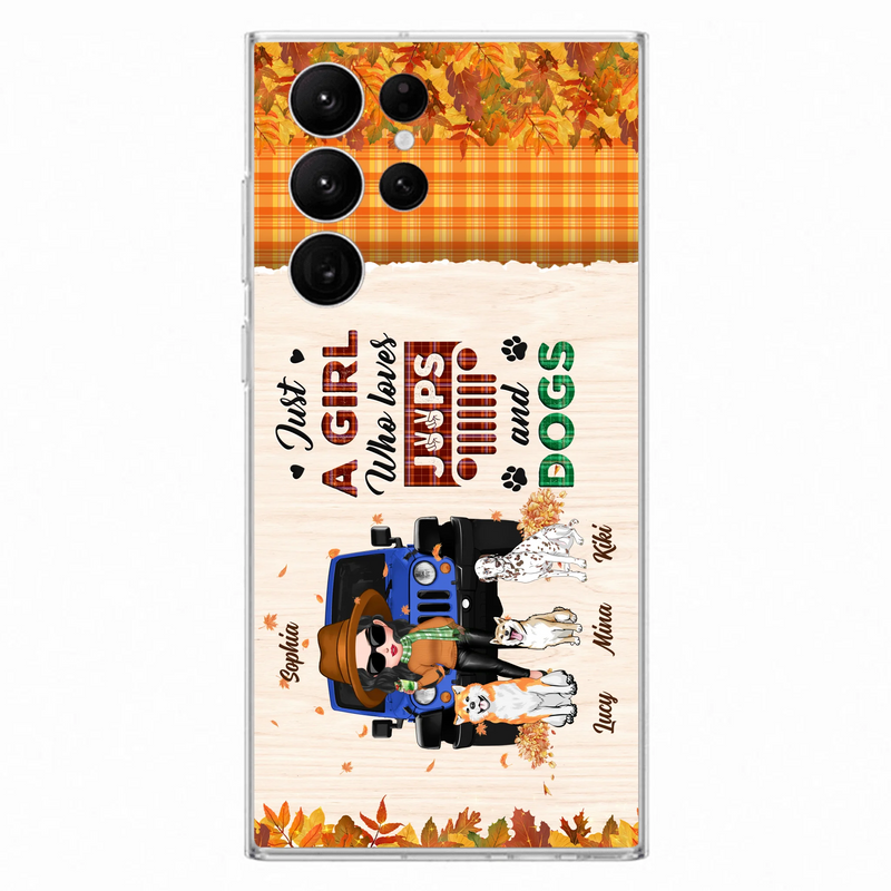 Personalized Off-road Autumn Girl Phone Case - Gift Idea For Girl/Dog Lovers - Up to 3 Dogs - Case For iPhone/Samsung
