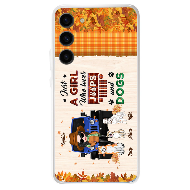 Personalized Off-road Autumn Girl Phone Case - Gift Idea For Girl/Dog Lovers - Up to 3 Dogs - Case For iPhone/Samsung