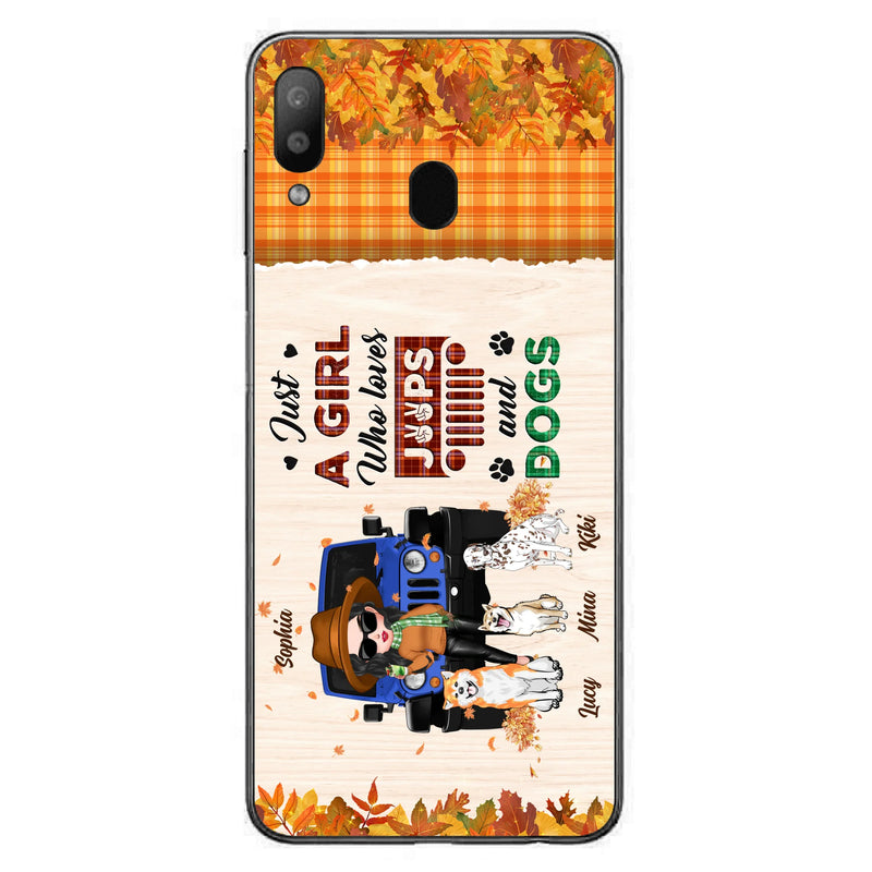 Personalized Off-road Autumn Girl Phone Case - Gift Idea For Girl/Dog Lovers - Up to 3 Dogs - Case For iPhone/Samsung