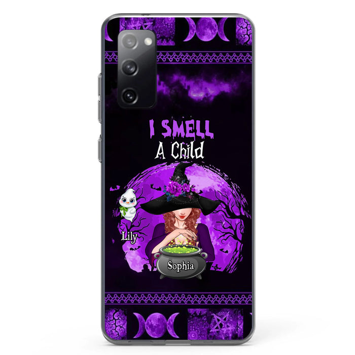 Custom Personalized Witch Phone Case - Upto 10 Children - Halloween Gift Idea for Family - I Smell Children - Case for iPhone/Samsung