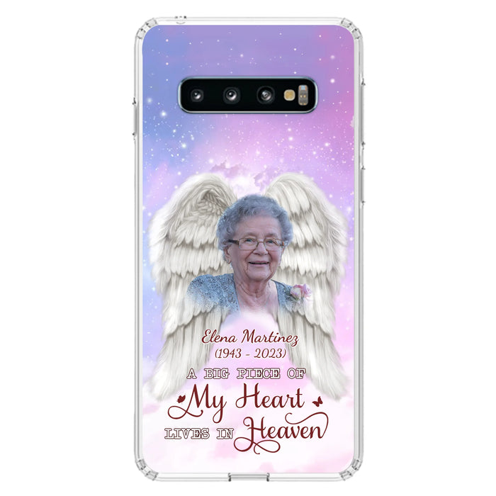 Custom Personalized Memorial Photo Phone Case - Memorial Gift Idea for Family - A Big Piece Of My Heart Lives In Heaven - Case for iPhone/Samsung