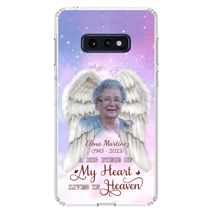 Custom Personalized Memorial Photo Phone Case - Memorial Gift Idea for Family - A Big Piece Of My Heart Lives In Heaven - Case for iPhone/Samsung