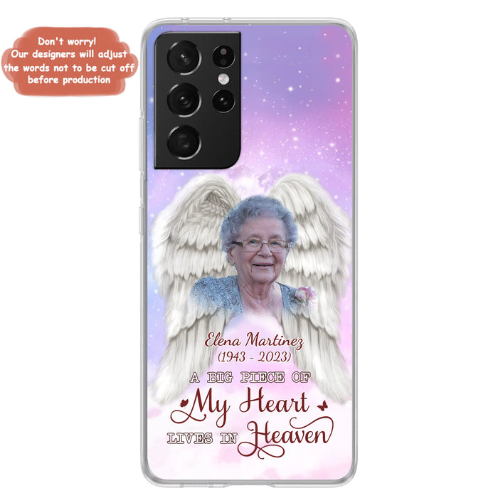 Custom Personalized Memorial Photo Phone Case - Memorial Gift Idea for Family - A Big Piece Of My Heart Lives In Heaven - Case for iPhone/Samsung