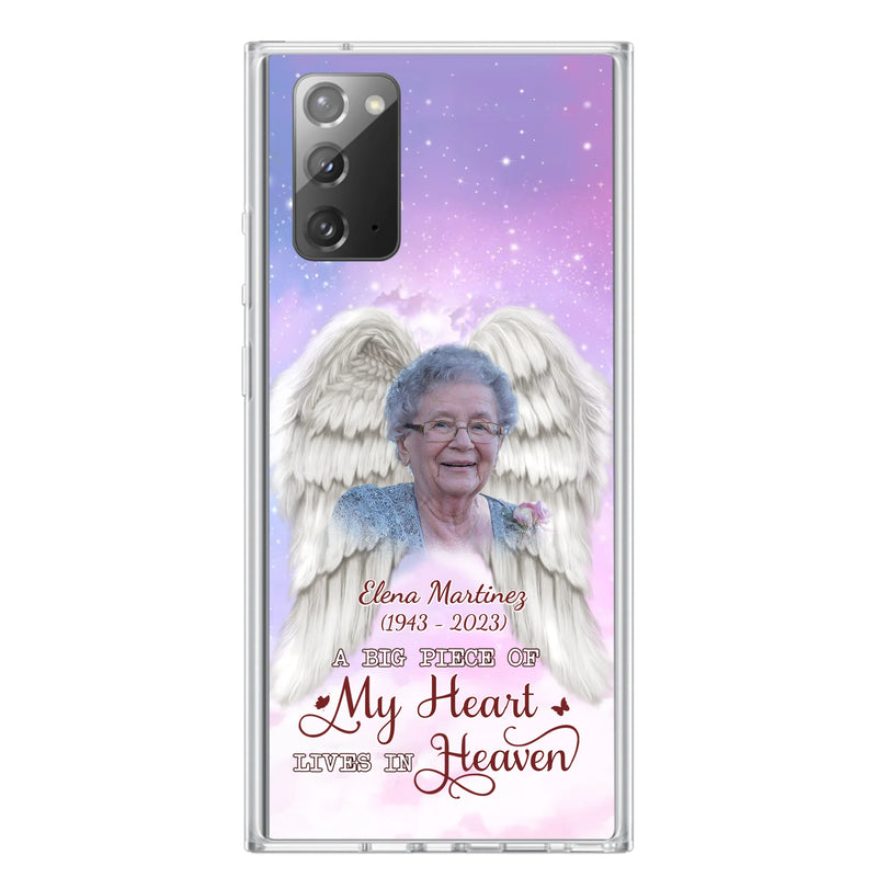 Custom Personalized Memorial Photo Phone Case - Memorial Gift Idea for Family - A Big Piece Of My Heart Lives In Heaven - Case for iPhone/Samsung