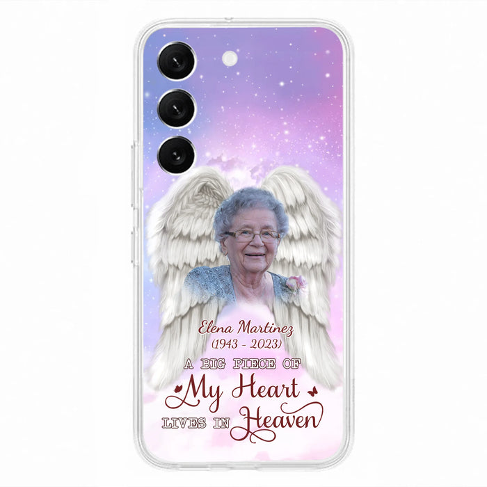 Custom Personalized Memorial Photo Phone Case - Memorial Gift Idea for Family - A Big Piece Of My Heart Lives In Heaven - Case for iPhone/Samsung