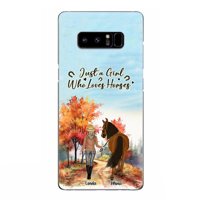 Custom Personalized Horse Girl Fall Season Phone Case - Gift Idea For Horse Lovers - Up To 6 Horses - Just A Girl Who Loves Horses - Cases For iPhone/Samsung
