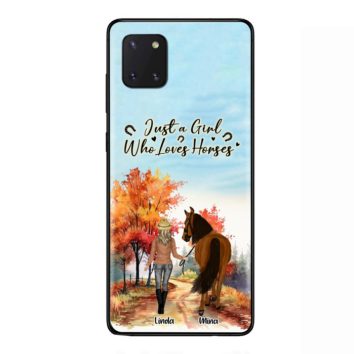 Custom Personalized Horse Girl Fall Season Phone Case - Gift Idea For Horse Lovers - Up To 6 Horses - Just A Girl Who Loves Horses - Cases For iPhone/Samsung