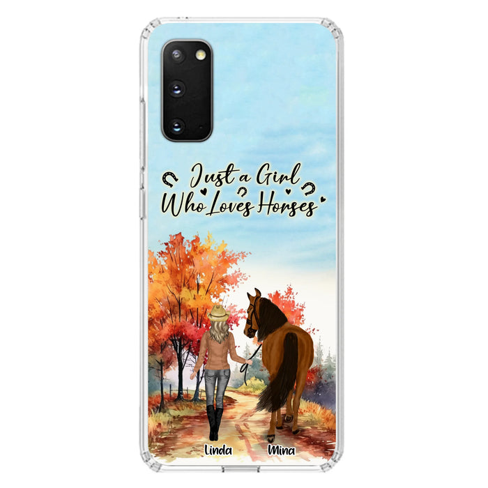 Custom Personalized Horse Girl Fall Season Phone Case - Gift Idea For Horse Lovers - Up To 6 Horses - Just A Girl Who Loves Horses - Cases For iPhone/Samsung