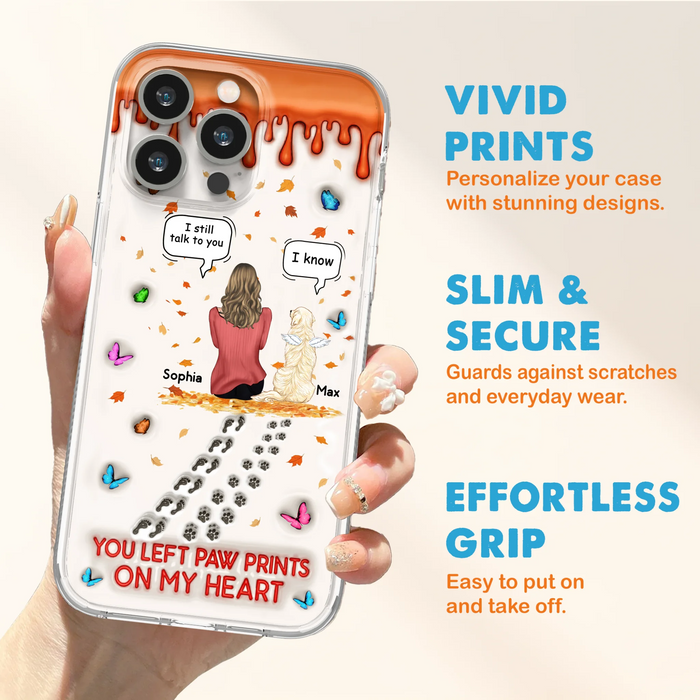 Custom Personalized Memorial Dog Phone Case - Memorial Gift Idea For Pet Lover - Case For iPhone/ Samsung - You Left Paw Prints On My Heart