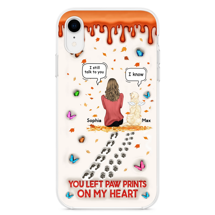 Custom Personalized Memorial Dog Phone Case - Memorial Gift Idea For Pet Lover - Case For iPhone/ Samsung - You Left Paw Prints On My Heart