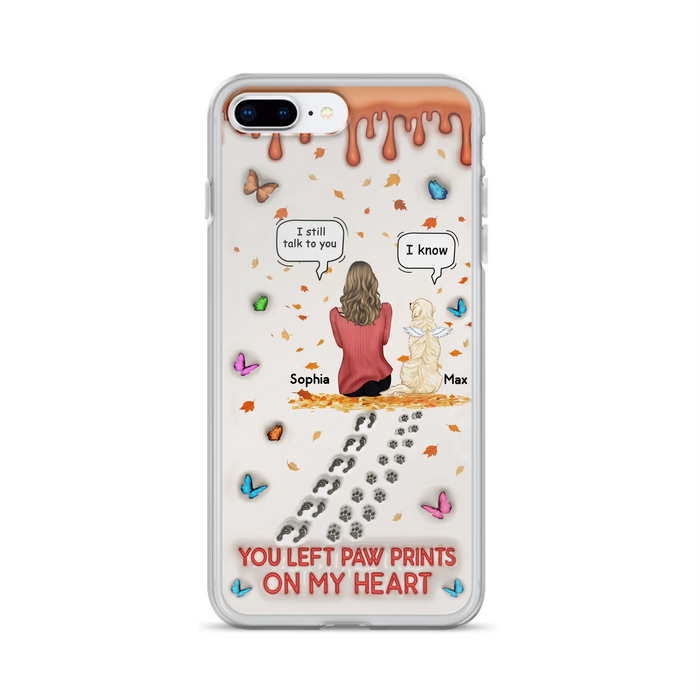 Custom Personalized Memorial Dog Phone Case - Memorial Gift Idea For Pet Lover - Case For iPhone/ Samsung - You Left Paw Prints On My Heart