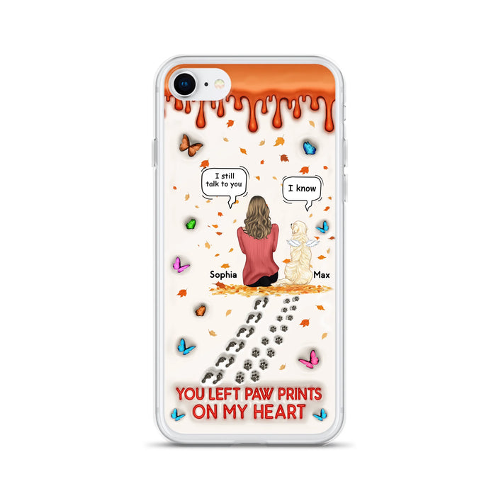 Custom Personalized Memorial Dog Phone Case - Memorial Gift Idea For Pet Lover - Case For iPhone/ Samsung - You Left Paw Prints On My Heart