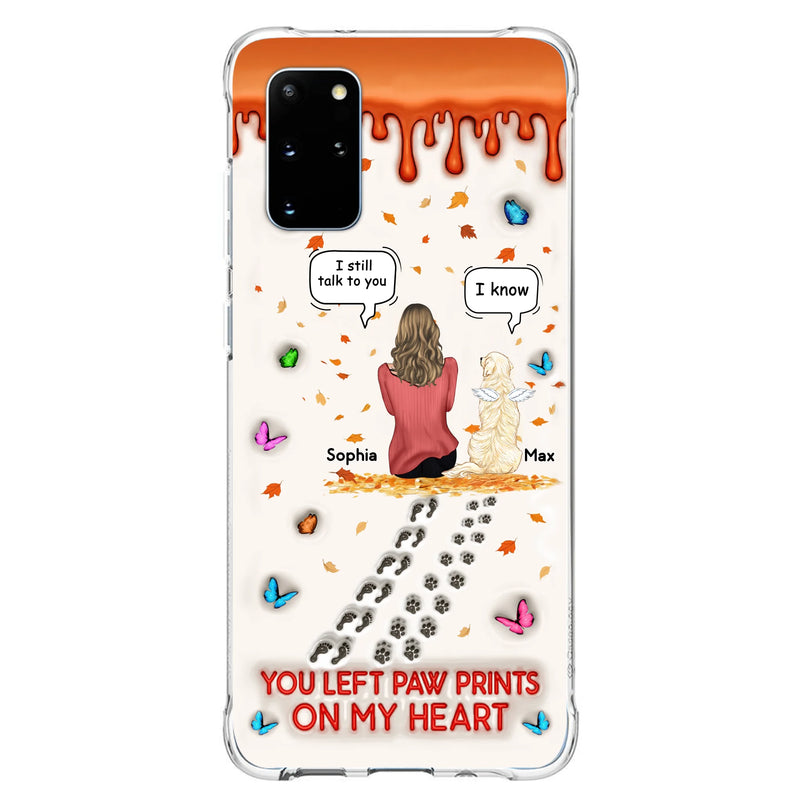 Custom Personalized Memorial Dog Phone Case - Memorial Gift Idea For Pet Lover - Case For iPhone/ Samsung - You Left Paw Prints On My Heart
