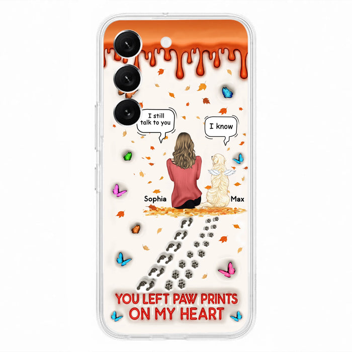 Custom Personalized Memorial Dog Phone Case - Memorial Gift Idea For Pet Lover - Case For iPhone/ Samsung - You Left Paw Prints On My Heart