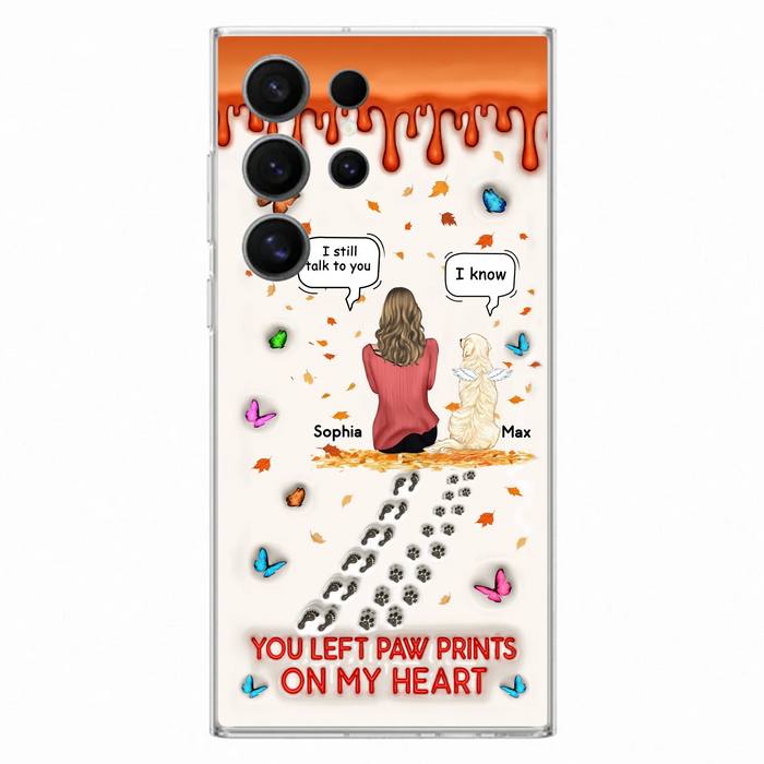 Custom Personalized Memorial Dog Phone Case - Memorial Gift Idea For Pet Lover - Case For iPhone/ Samsung - You Left Paw Prints On My Heart