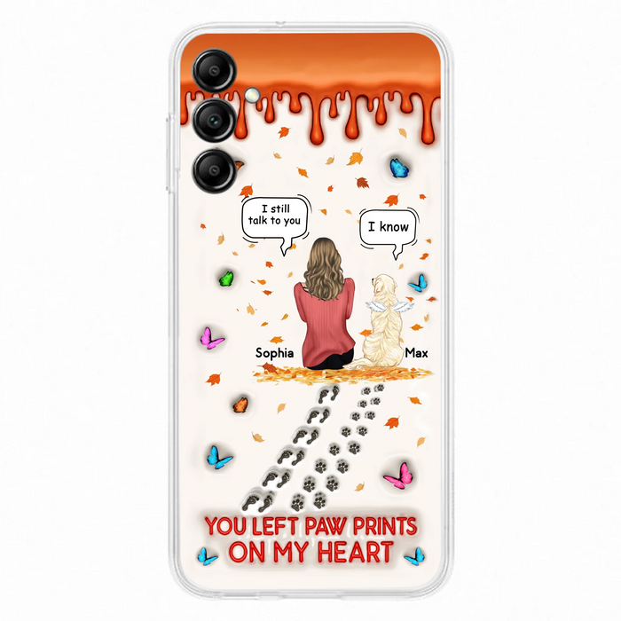 Custom Personalized Memorial Dog Phone Case - Memorial Gift Idea For Pet Lover - Case For iPhone/ Samsung - You Left Paw Prints On My Heart