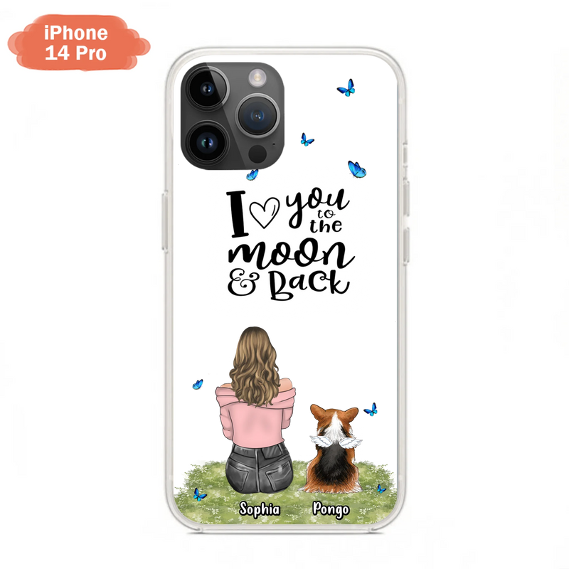 Personalized Dog Phone Case - Up to 4 Dogs - Gift Idea For Dog Owners - I Love You To The Moon & Back - Case For iPhone/Samsung