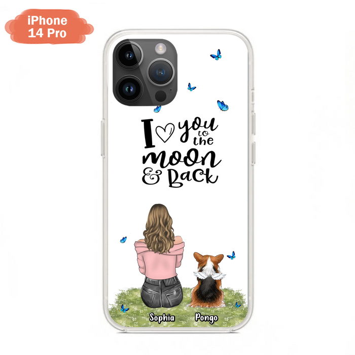 Personalized Dog Phone Case - Up to 4 Dogs - Gift Idea For Dog Owners - I Love You To The Moon & Back - Case For iPhone/Samsung