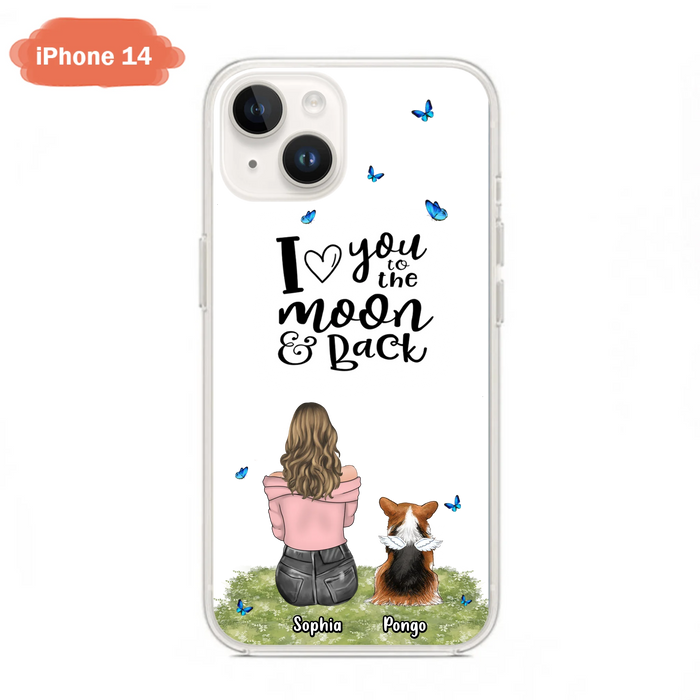 Personalized Dog Phone Case - Up to 4 Dogs - Gift Idea For Dog Owners - I Love You To The Moon & Back - Case For iPhone/Samsung