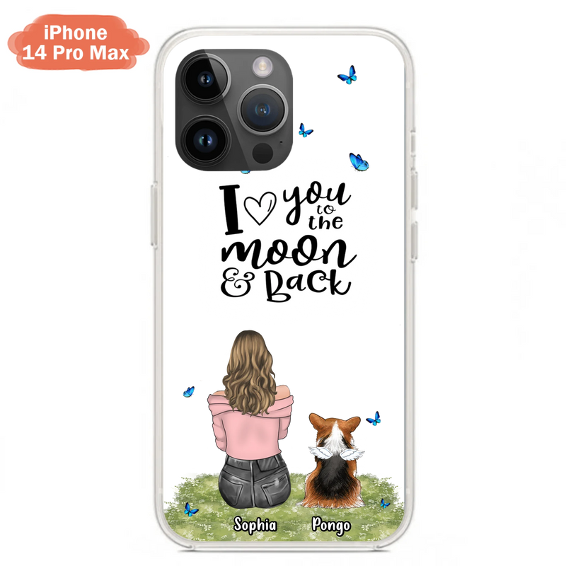 Personalized Dog Phone Case - Up to 4 Dogs - Gift Idea For Dog Owners - I Love You To The Moon & Back - Case For iPhone/Samsung