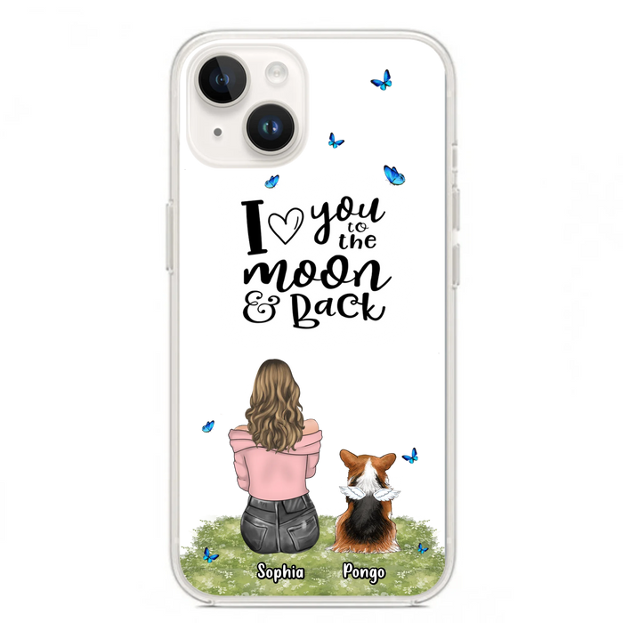 Personalized Dog Phone Case - Up to 4 Dogs - Gift Idea For Dog Owners - I Love You To The Moon & Back - Case For iPhone/Samsung